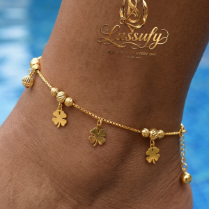 Golden Clover Charm Anklet