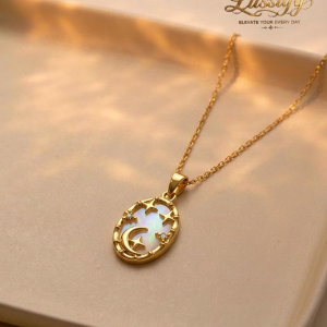 Moon & Star Golden Pendant