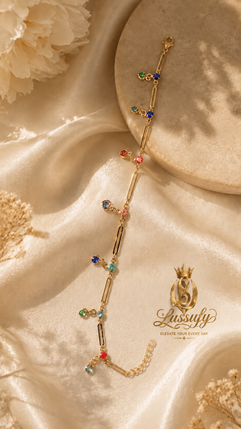 Lussufy Rainbow Golden Luxe Anklet