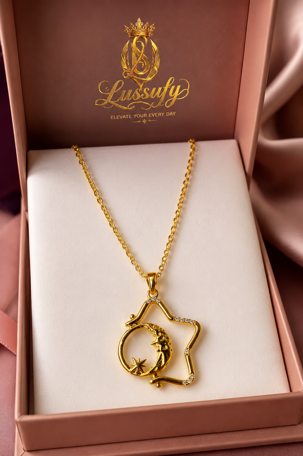Golden Moon & Star Pendant